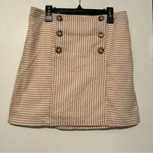Altar'd State Striped Button Mini Skirt khaki and cream size S